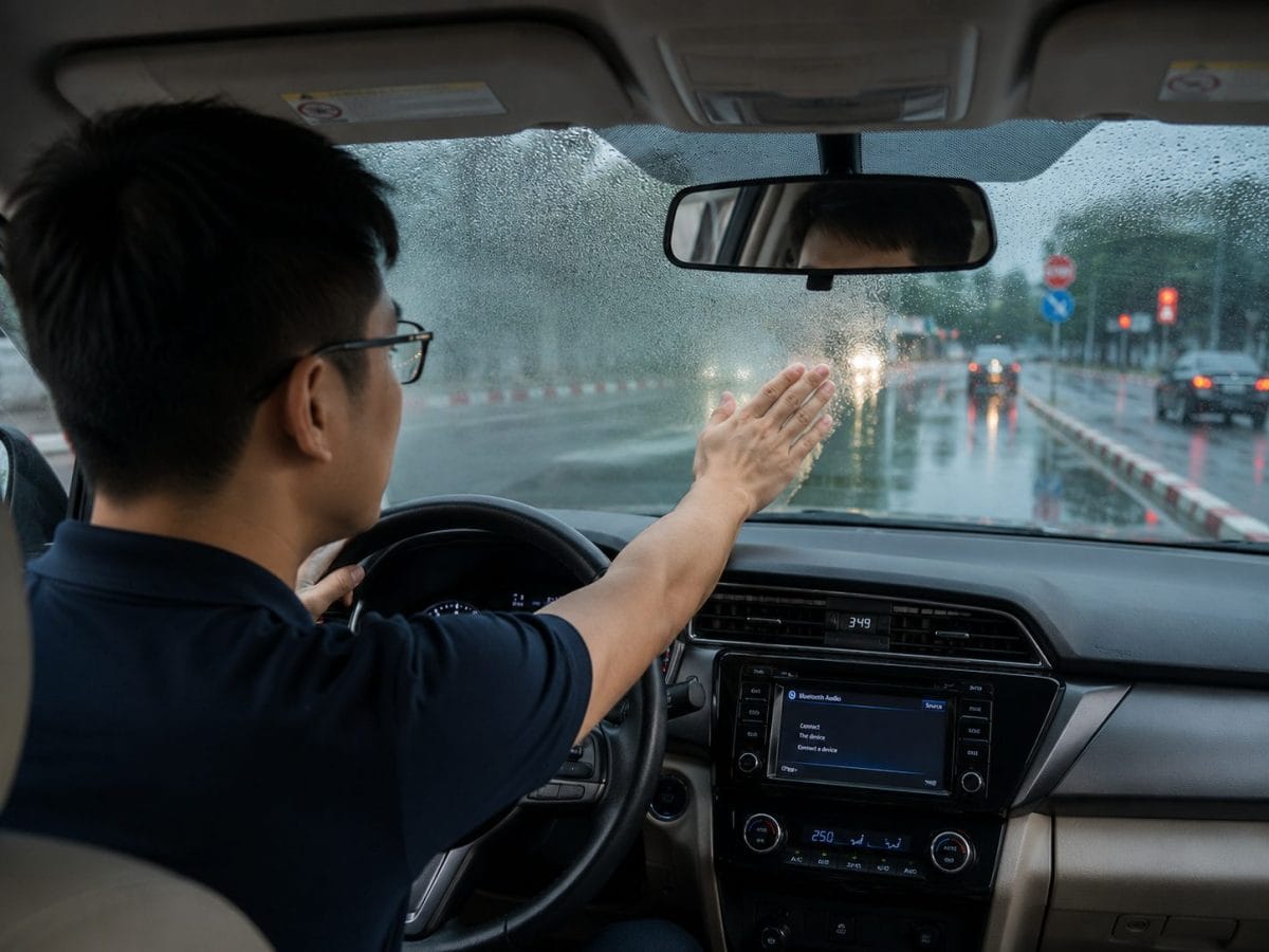 kinh nghiệm xử lý kính ô tô khi lái xe dưới mưa