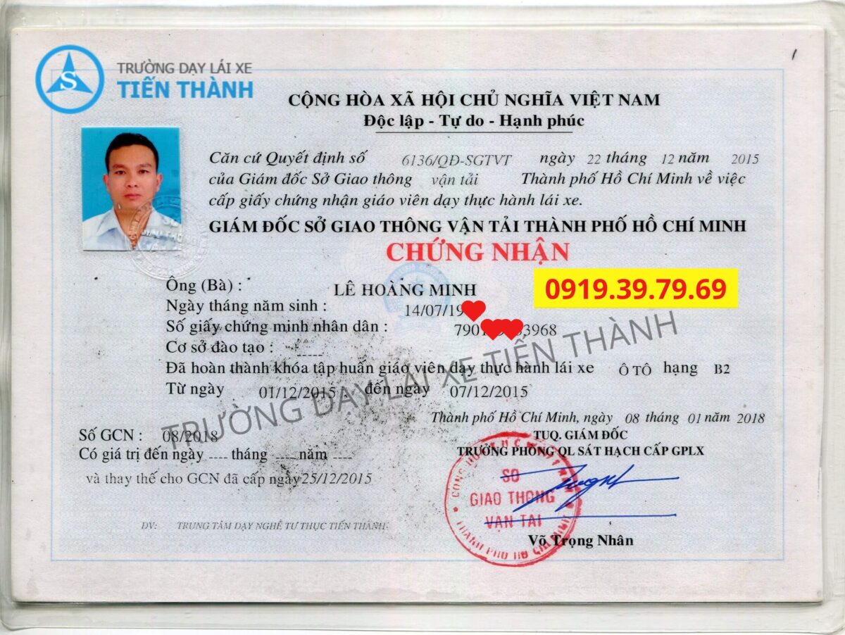 Giáo viên Trường dạy lái xe Tiến Thành